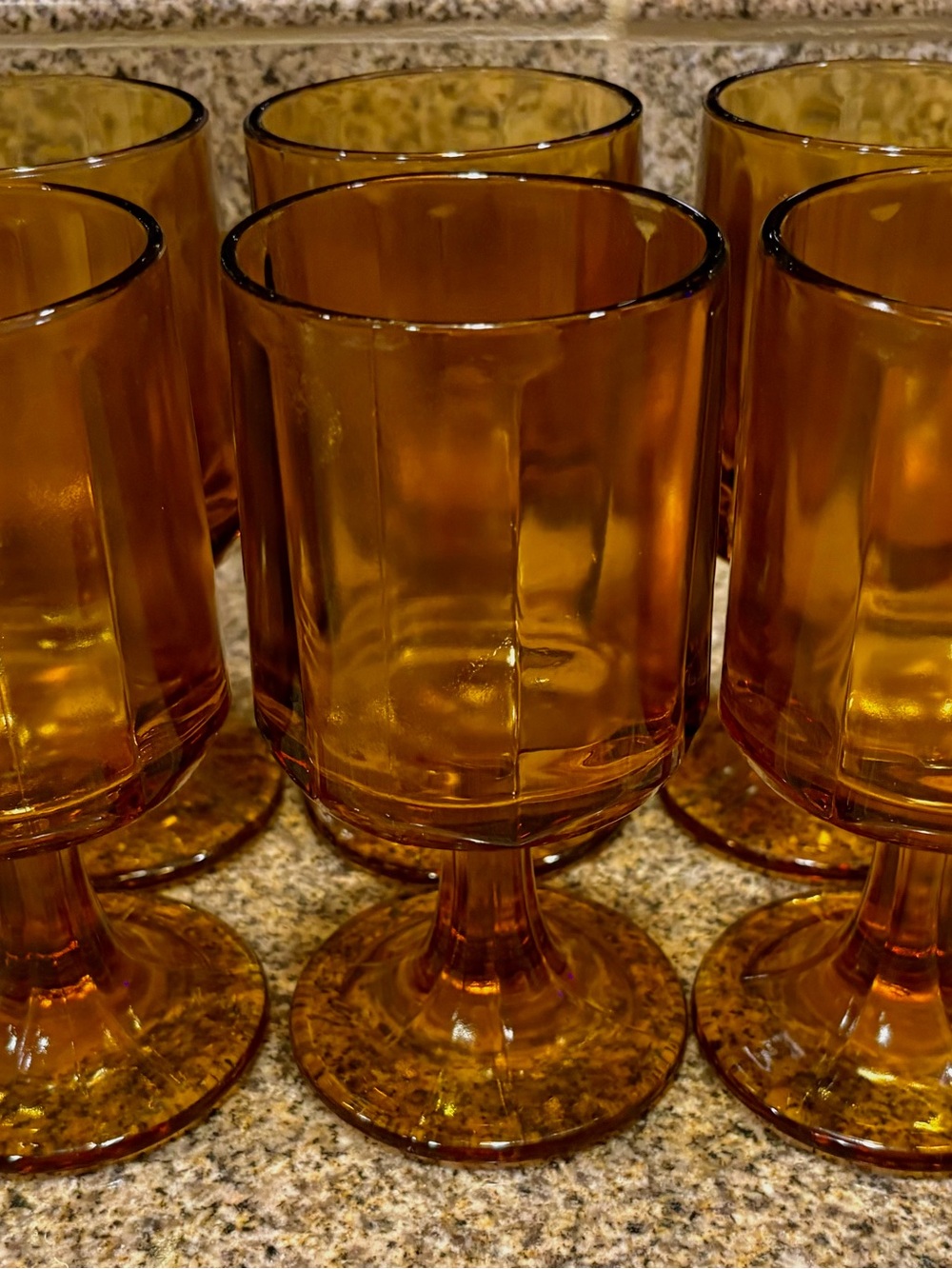 Amber Glass Goblets Set - Classic Amber Stemware